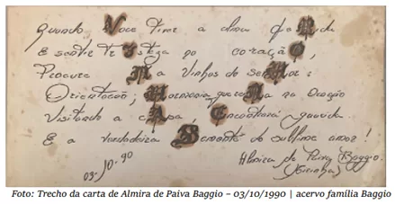 Carta de Almira de Paiva Baggio